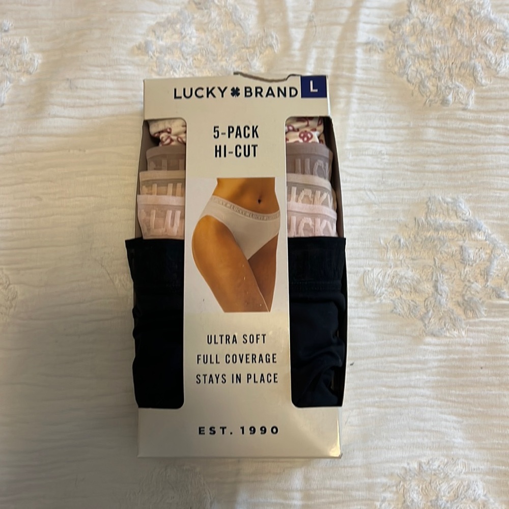 5 pack Lucky Brand hi-cut cotton underwear